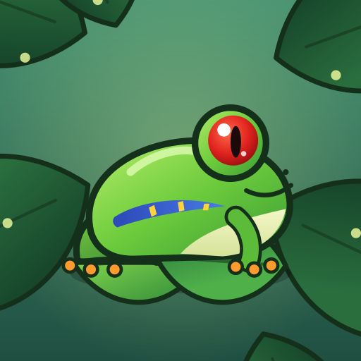 Hop hop! icon: a red-eyed tree frog